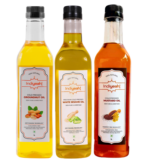 Cold Pressed Groundnut, White Sesame & Mustard Oil 1L Combo