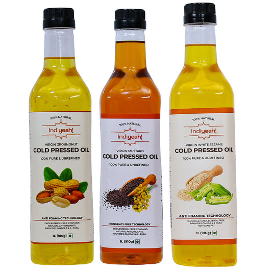 Cold Pressed Groundnut, Mustard & White Sesame Oil Combo