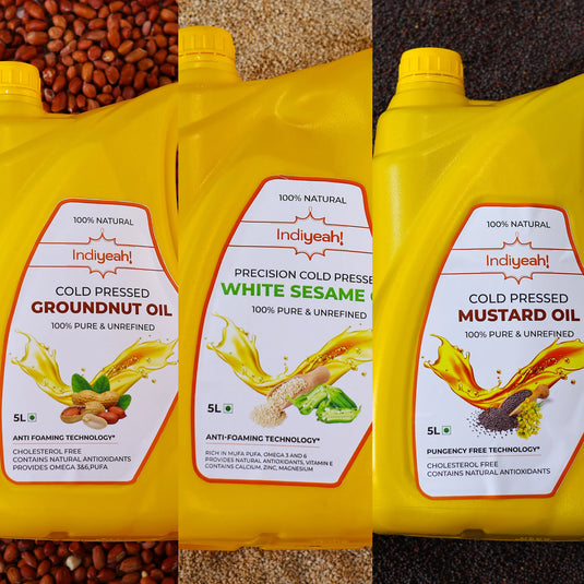 Cold Pressed Groundnut, Mustard & White Sesame Oil Combo